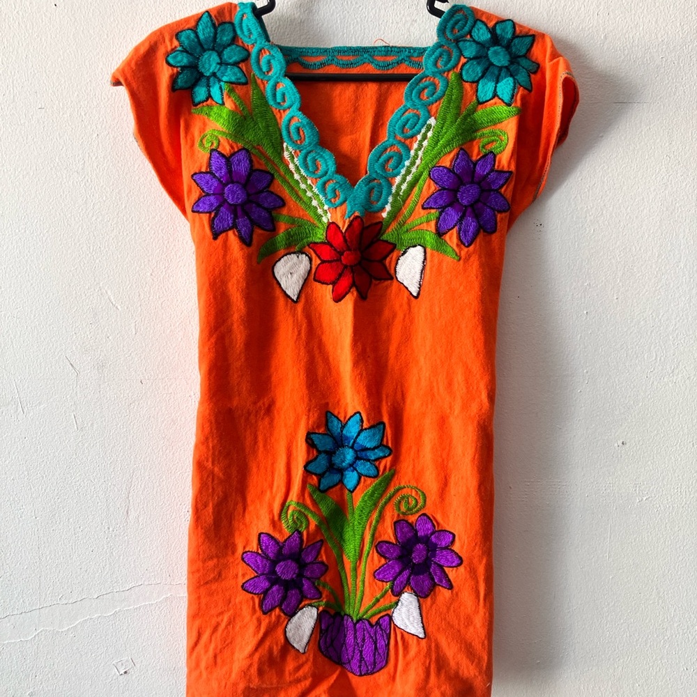 Orange Embroidered Dress